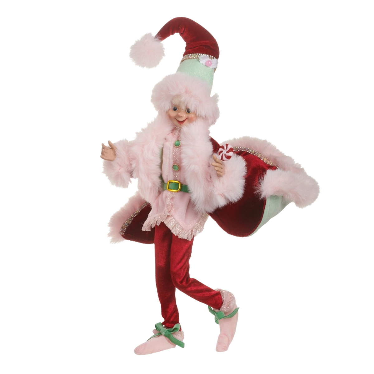 Fanciful Jolly Posable Elf, Red Hat