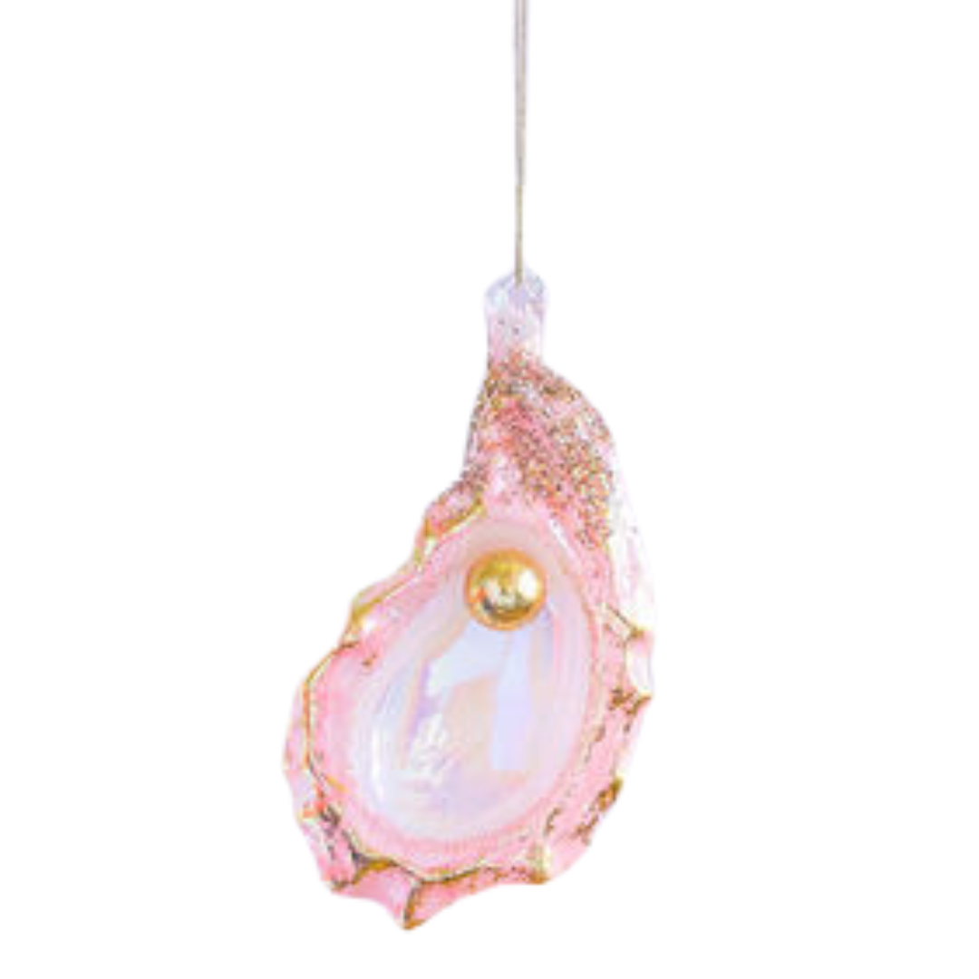 Glittered Oyster Ornament, Pink