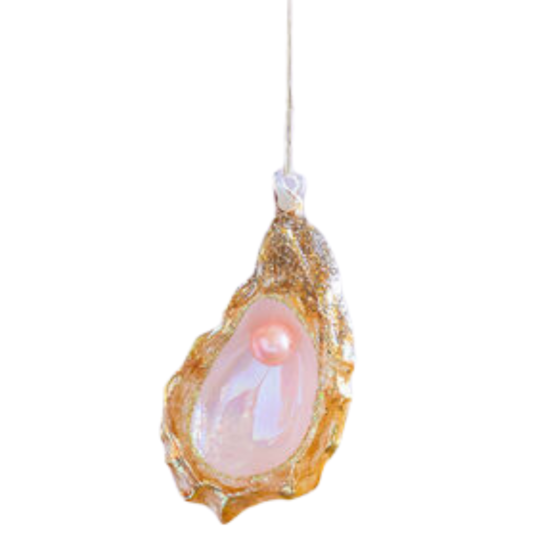 Glittered Oyster Ornament, Gold