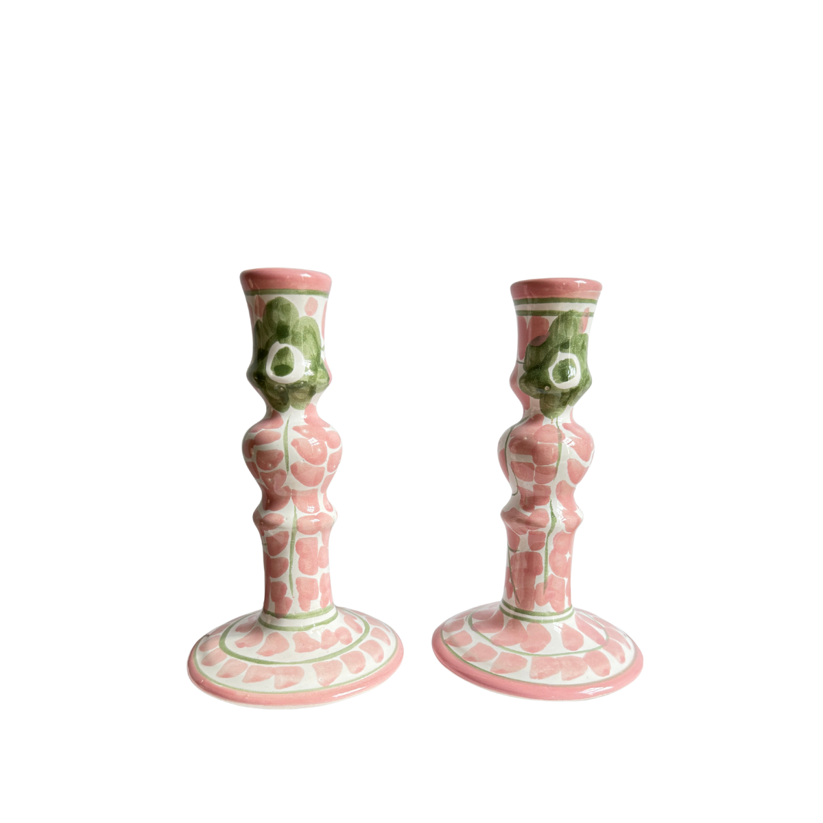 Dos Flores Blush & Ivy Candlesticks, Pair