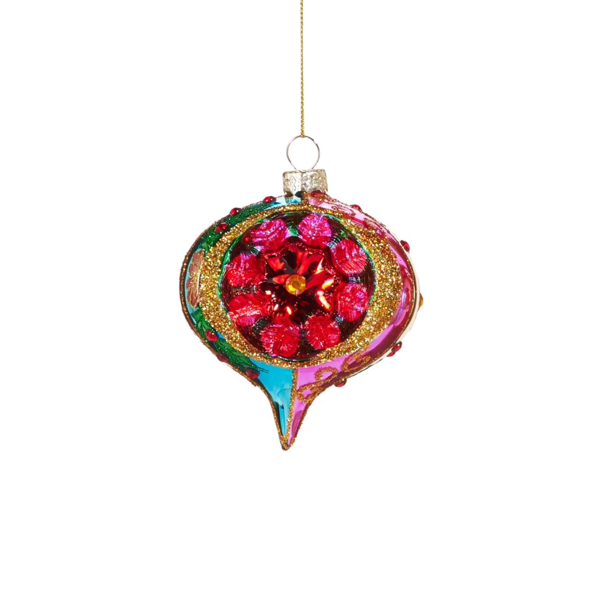 Retro Teardrop Ornament, Blue & Purple