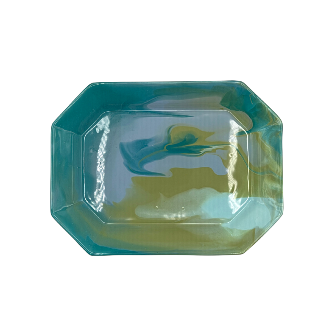 Paul Schneider Octagon Tray, Bright Green Geode Blue