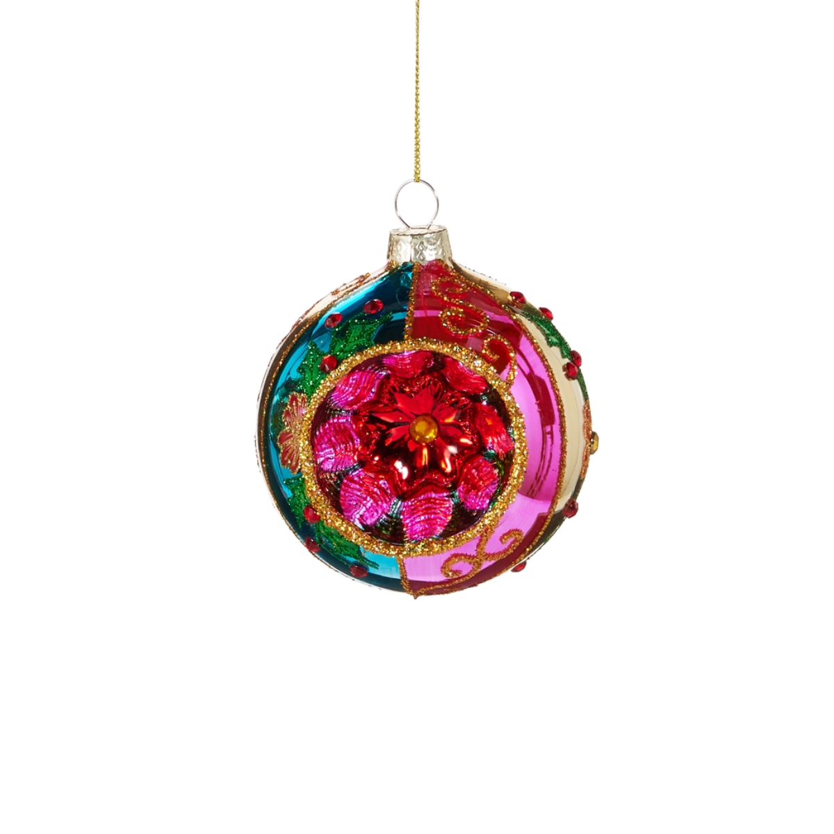 Retro Round Ornament, Blue & Purple