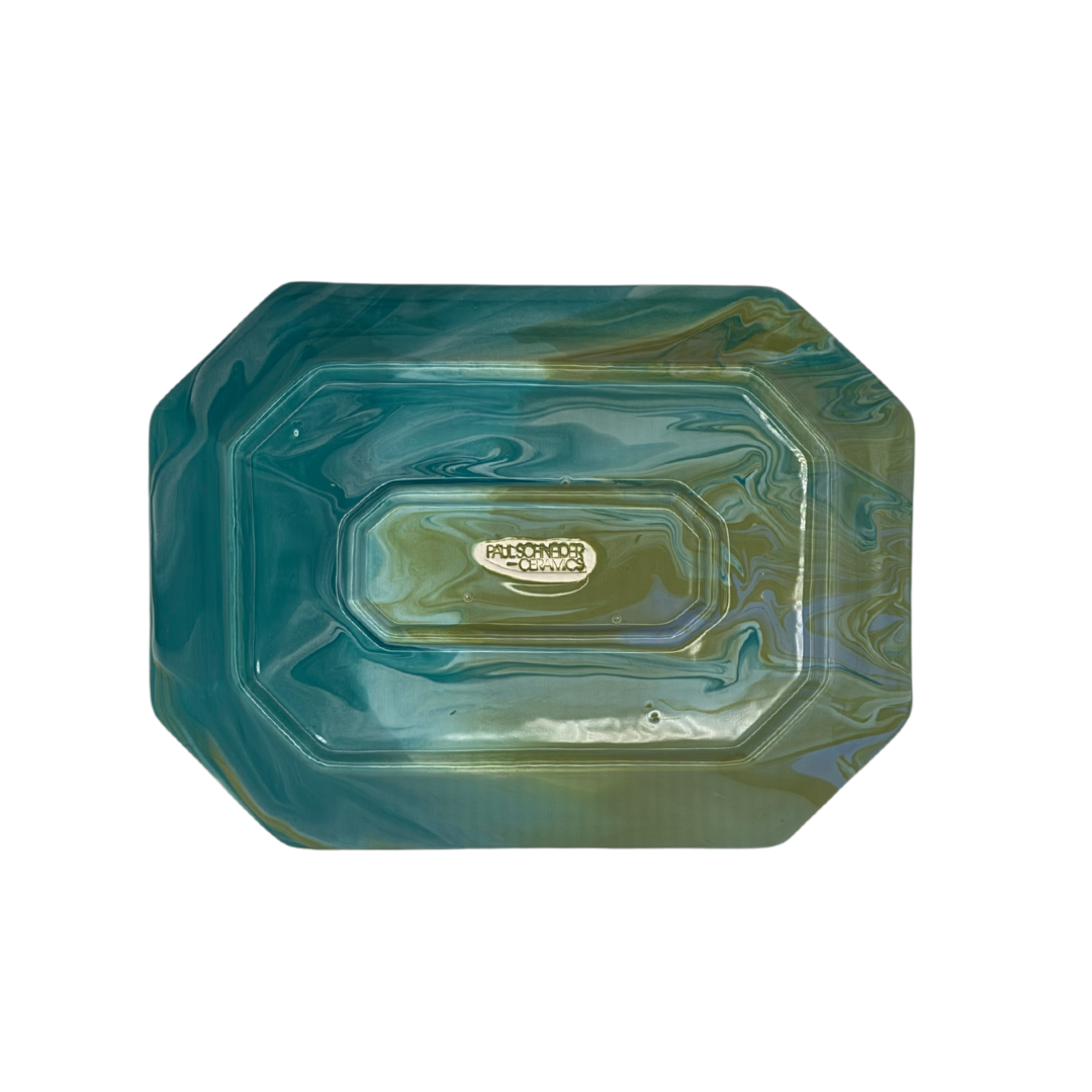 Paul Schneider Octagon Tray, Bright Green Geode Blue