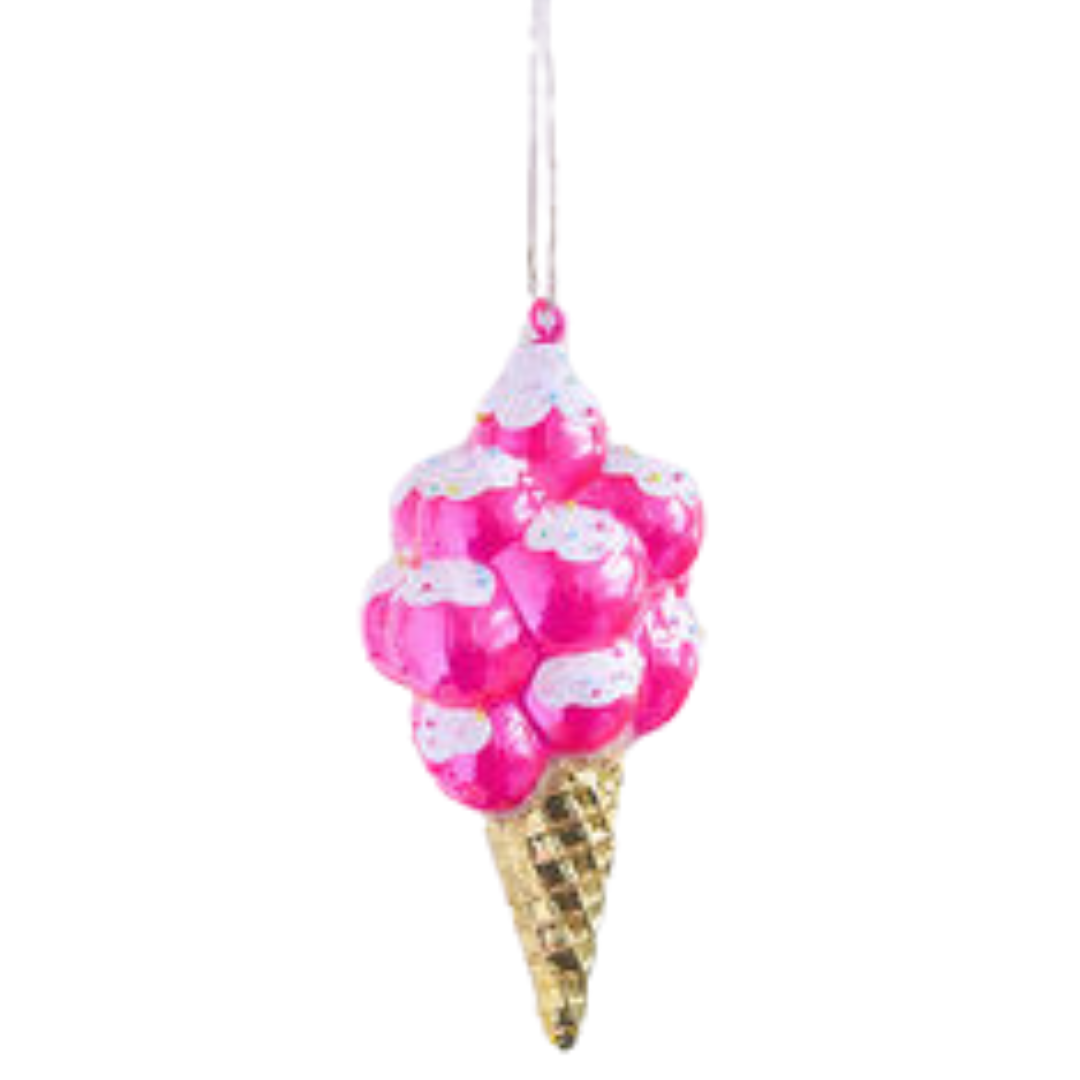 Ice Cream Cone Ornament, Hot Pink