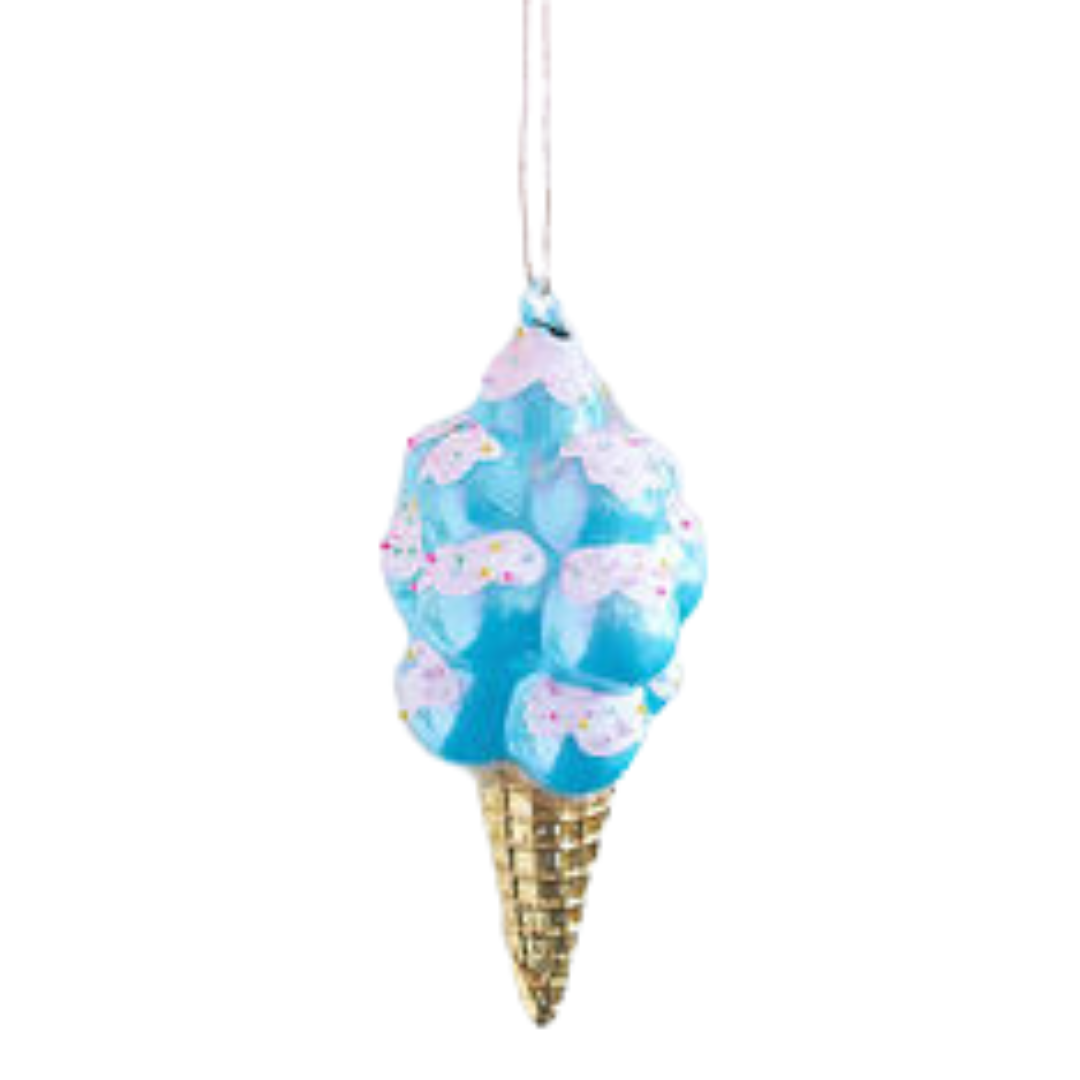 Ice Cream Cone Ornament, Turquoise