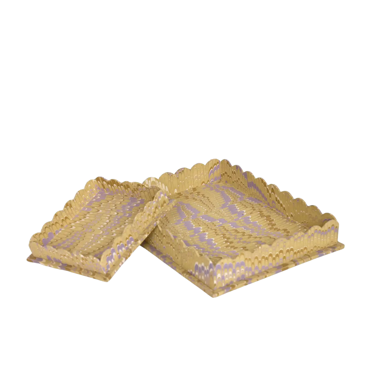 Hayes Marbled Trays, Set of 2, Lilac Yellow