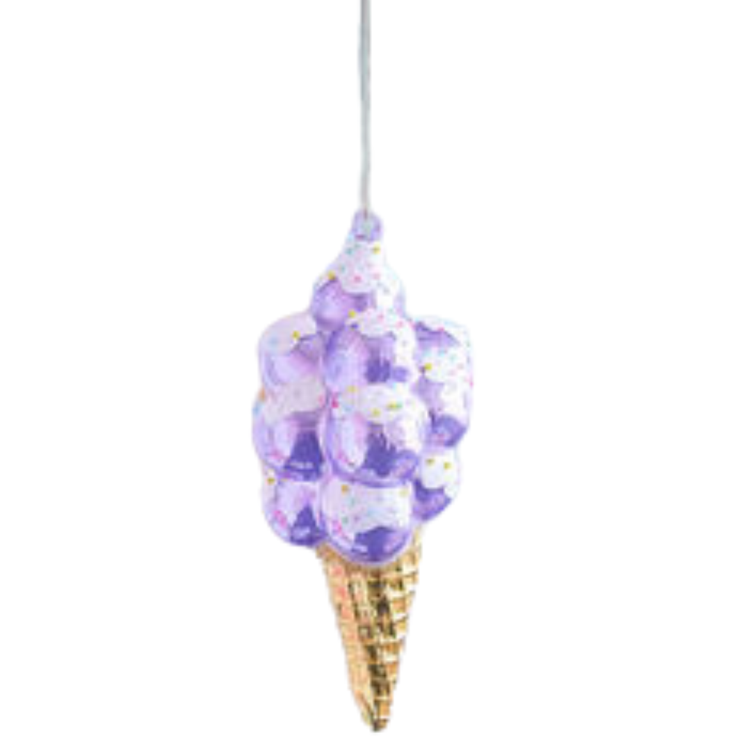 Ice Cream Cone Ornament, Lilac