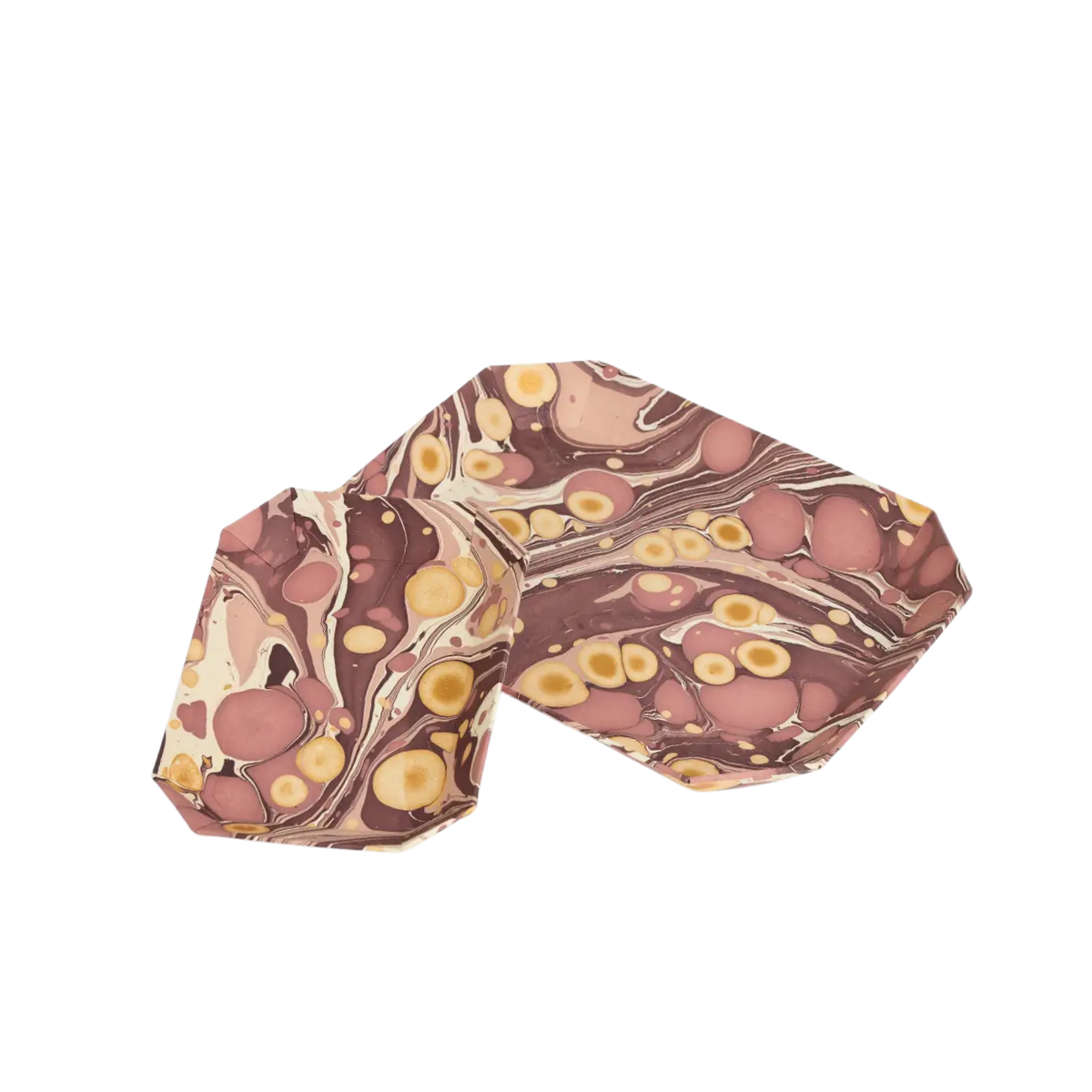 Sasser Octagon Trays, Burgundy Gold Splatter, Set of 2