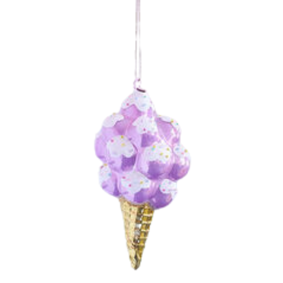 Ice Cream Cone Ornament, Lavender