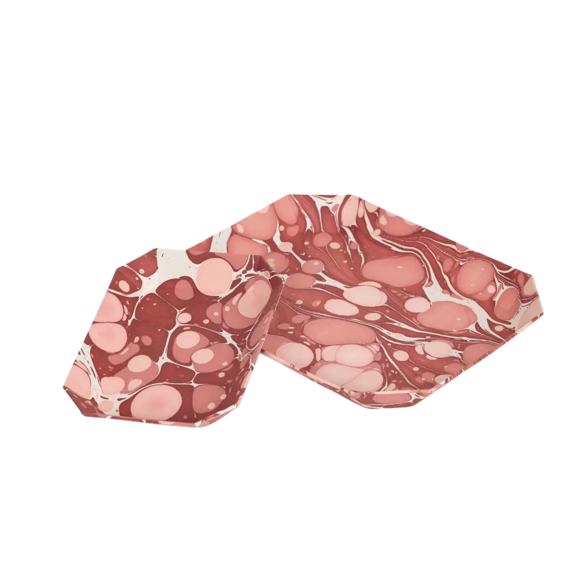 Sasser Octagon Trays, Red Splatter, Set of 2