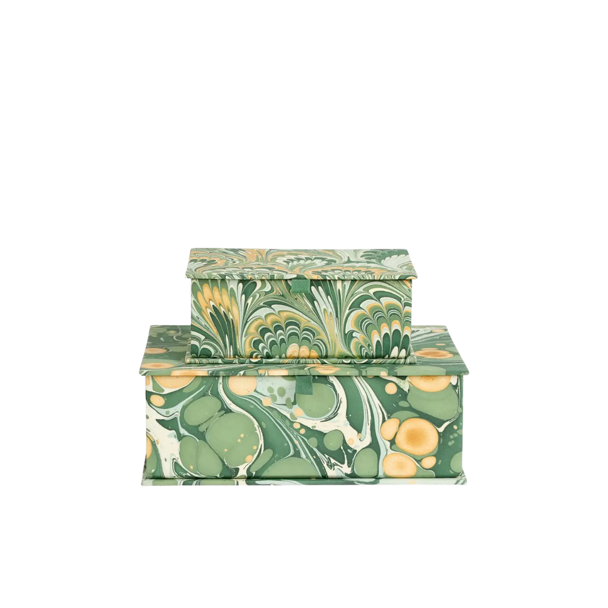 Benoit Boxes, Green & Gold Mix & Splatter, Set of 2