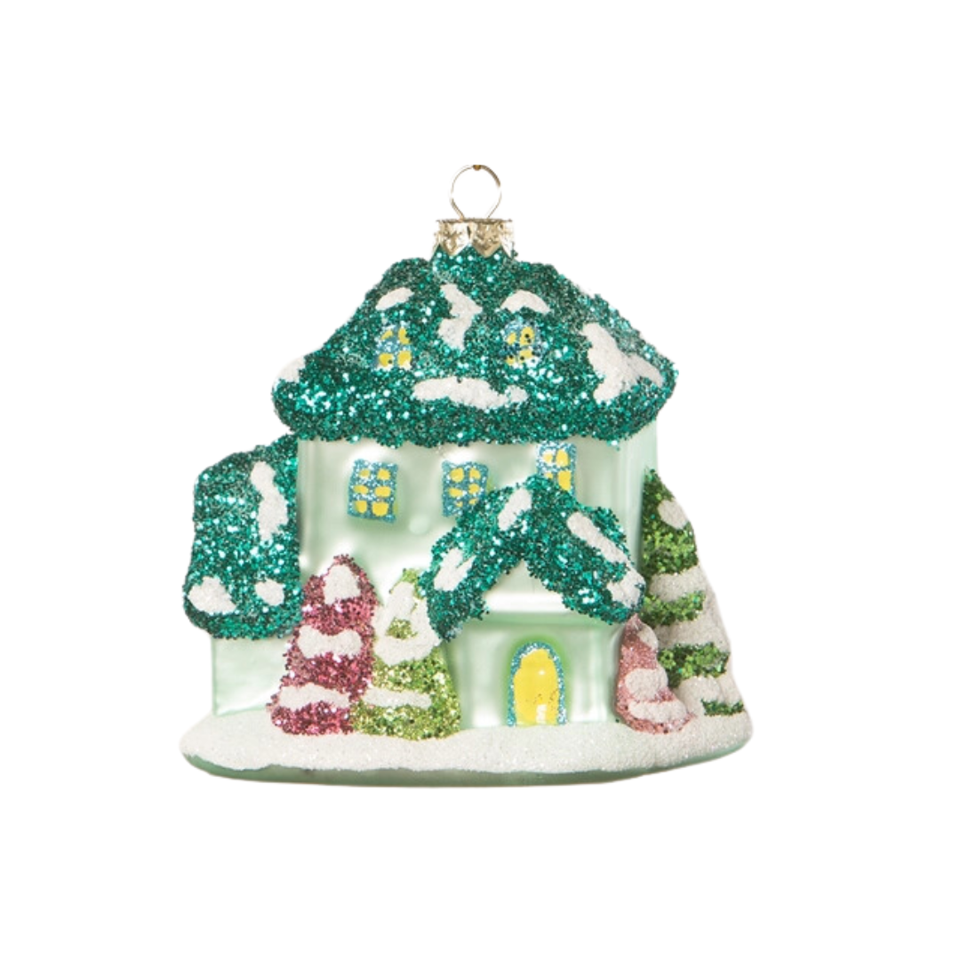 Holiday House Ornament, Blue