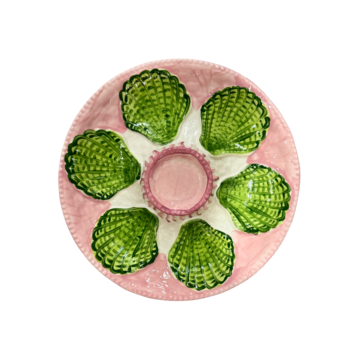 Hand-Painted Oyster Plate, Sally Pink