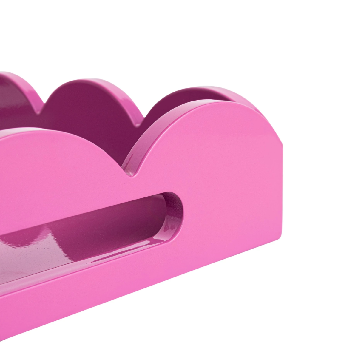 Felicity Scalloped Lacquer Small Tray, Pink