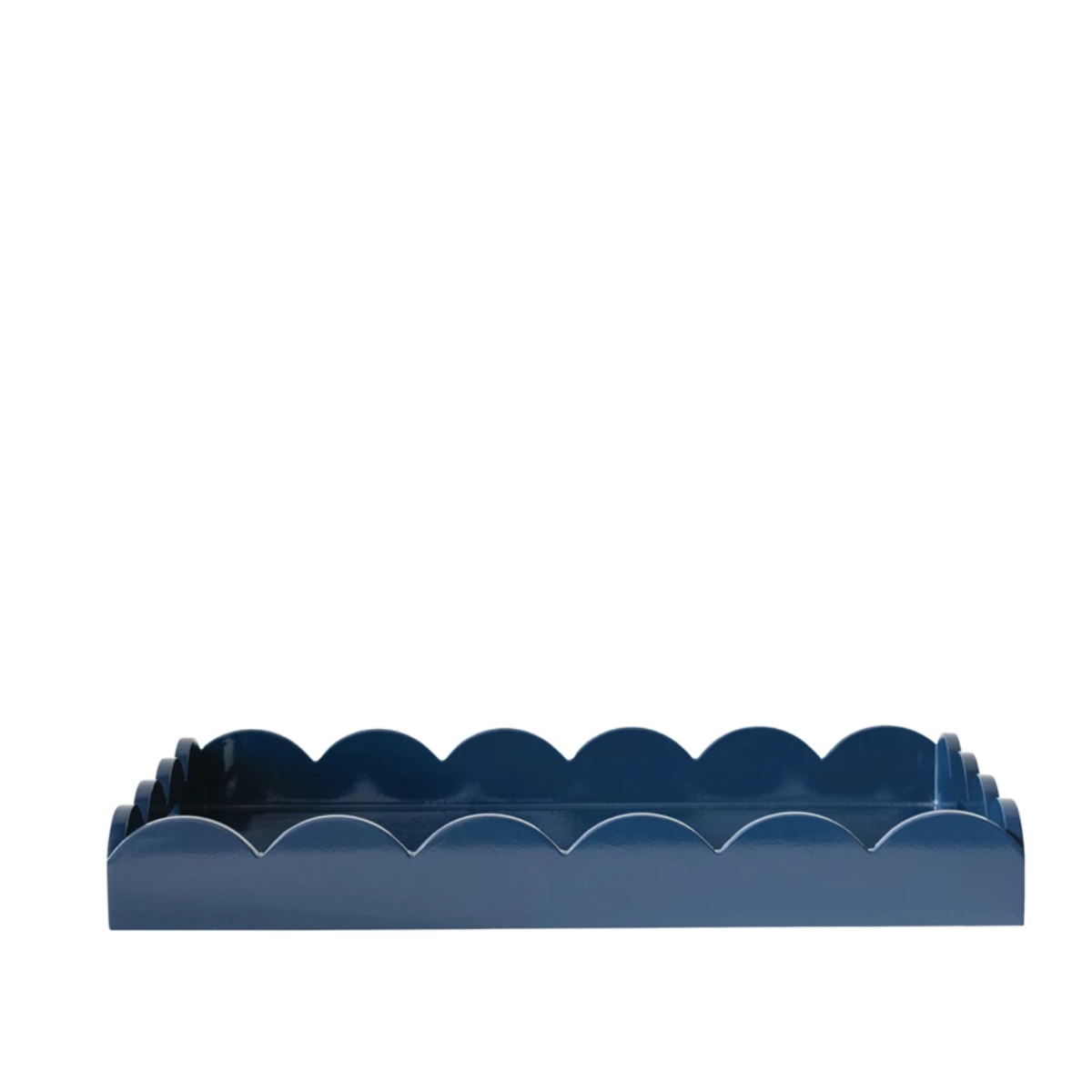 Felicity Scalloped Lacquer Large Tray, Blue