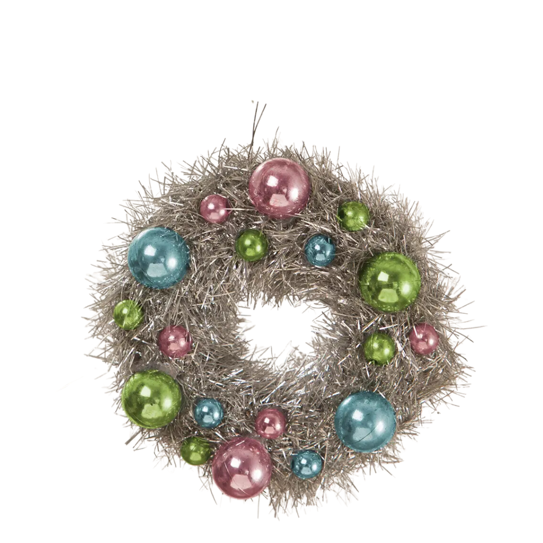 Tinsel & Baubles Ornament, Pink/Blue/Green