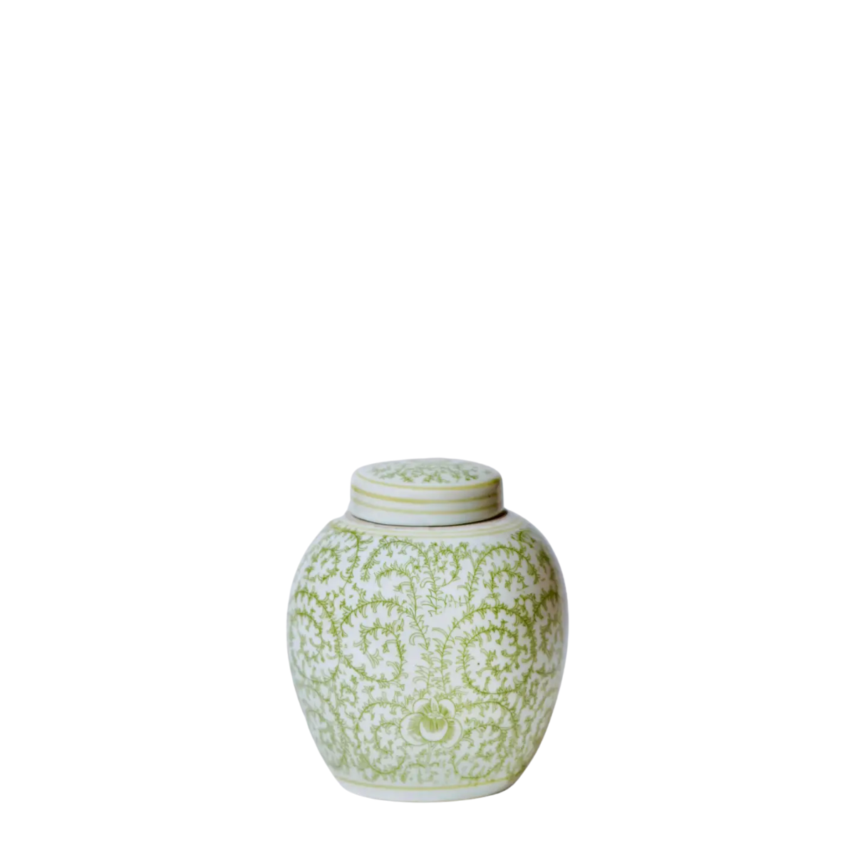 Gren Scrolling Peony Round Jar