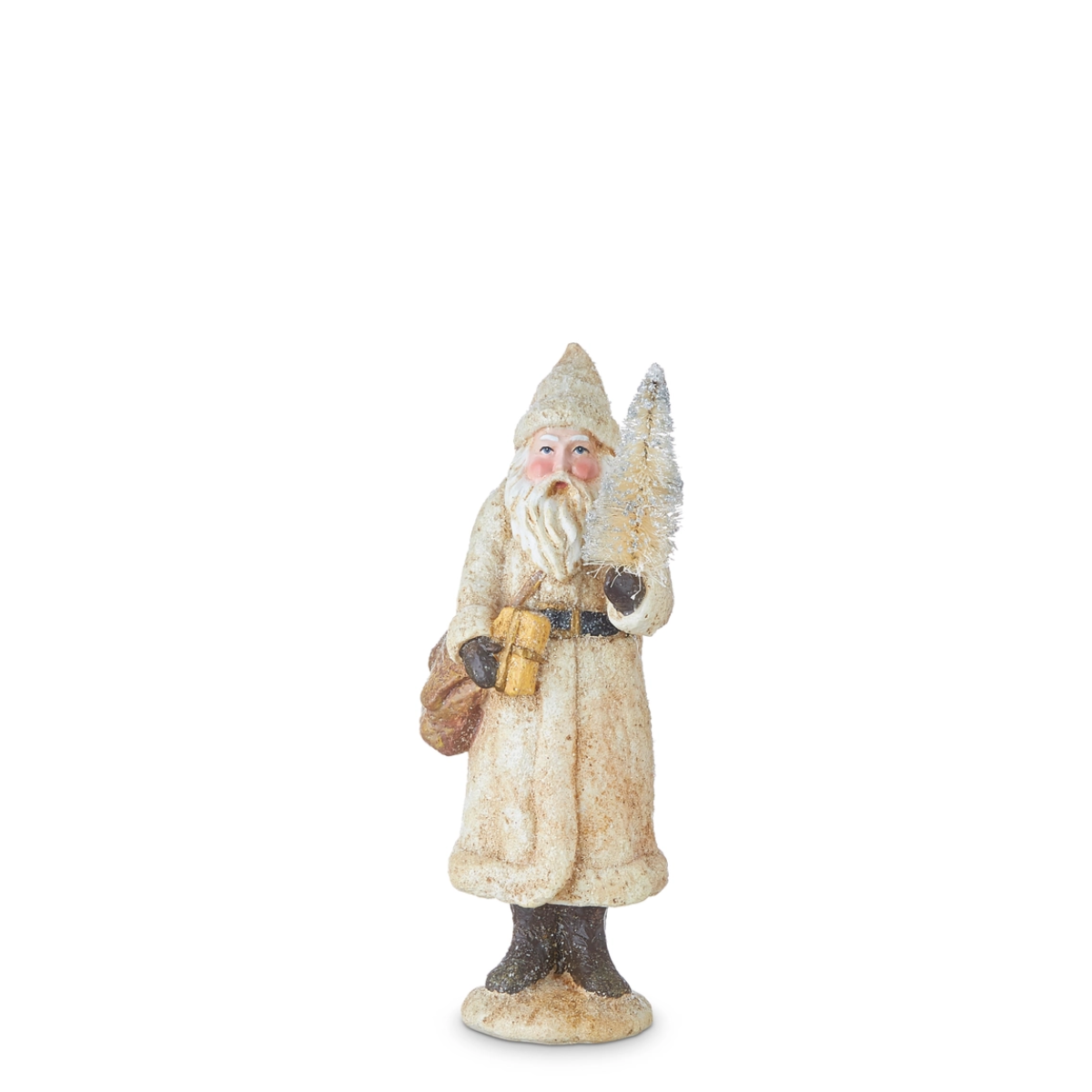 Glitterd Small Santa, Cream