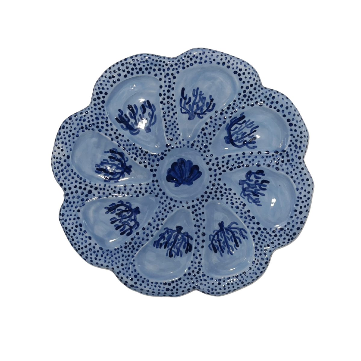 Hand-Painted Oyster Plate, Blue Reef