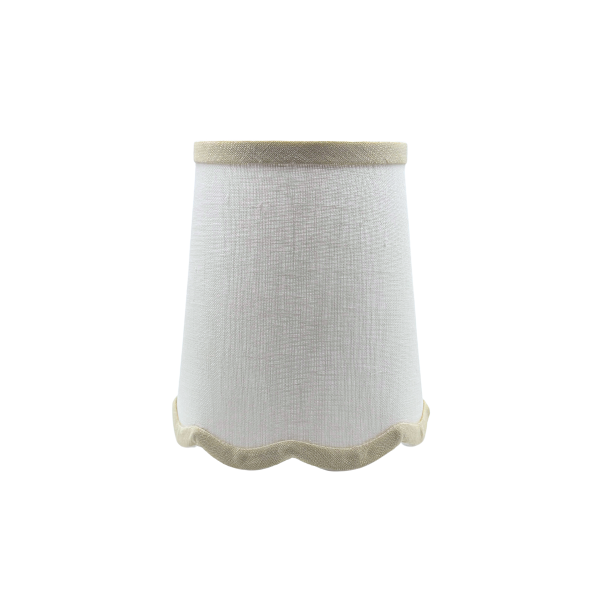 Penny Scalloped Chandelier Shade, White/Tan