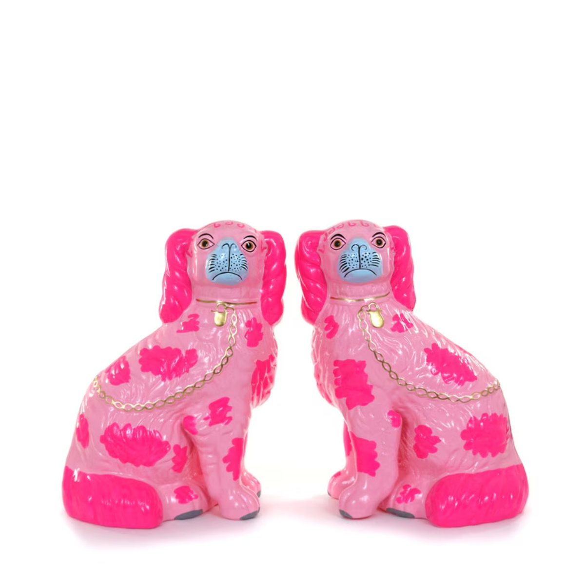 Poppy Neon Pink Spaniels, Pair