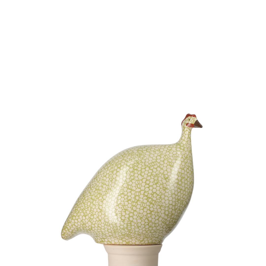 Speckled White & Green Leaf Guinea Hen, Small