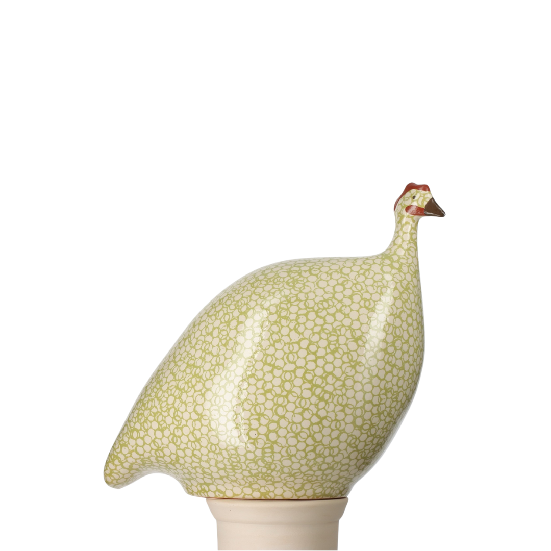 Speckled White & Green Leaf Guinea Hen, Medium