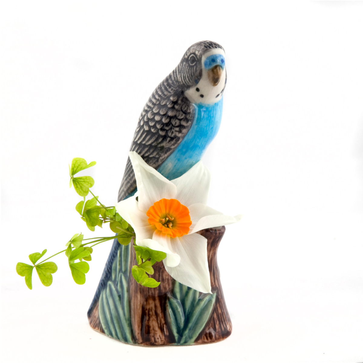 Quail Ceramics Budgerigar Bud Vase, Blue