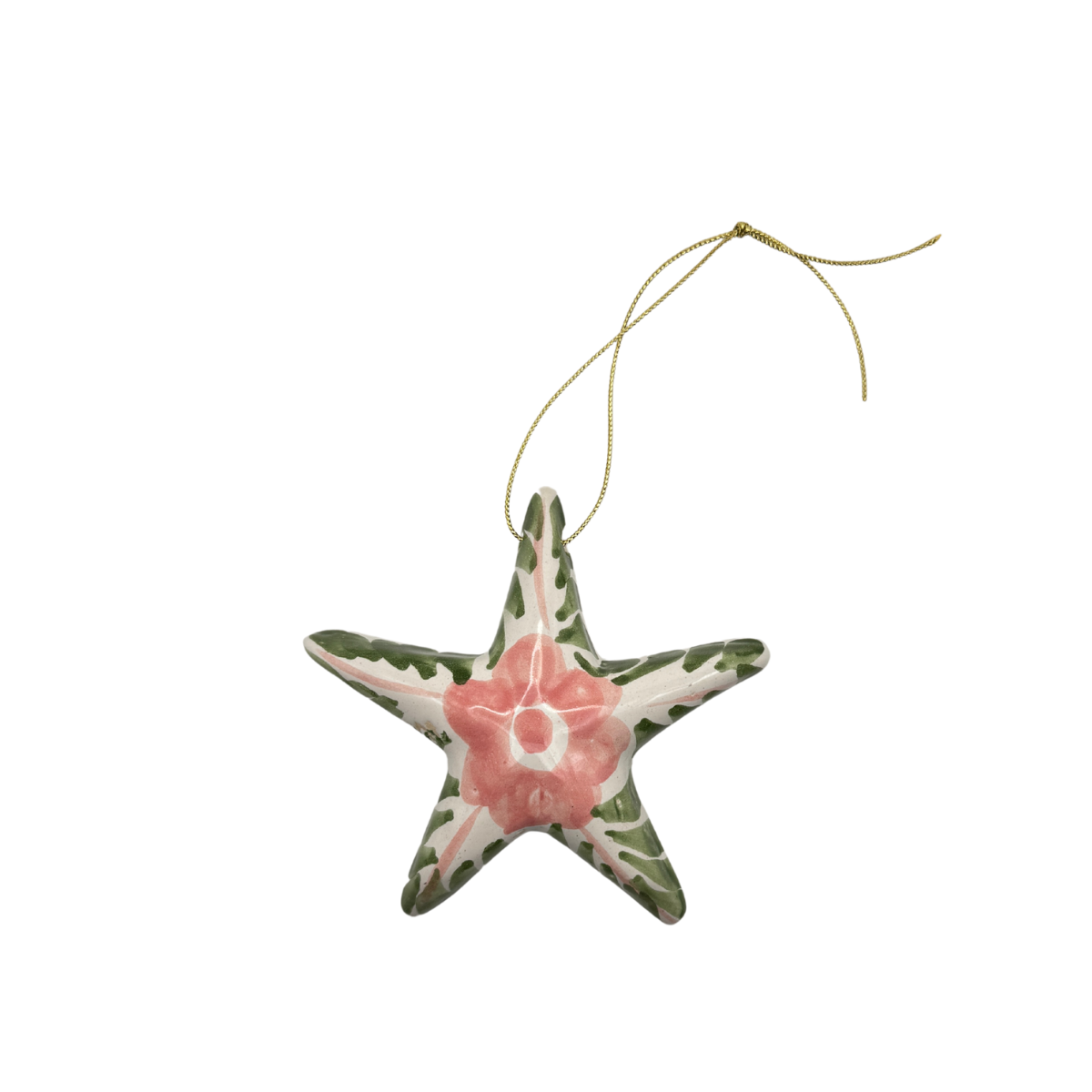 Dos Flores Star Ornament, Green & Blush