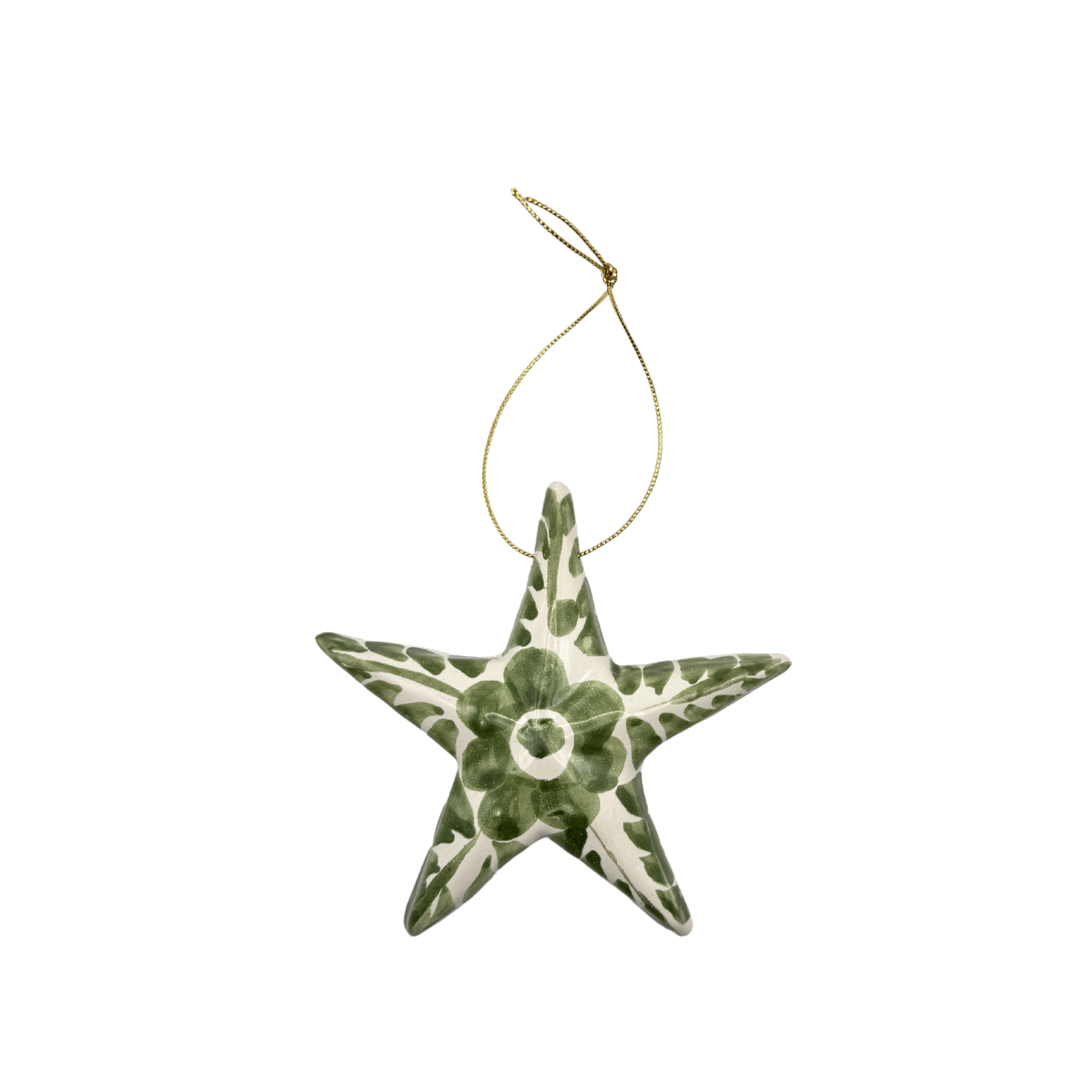 Dos Flores Star Ornament, Green