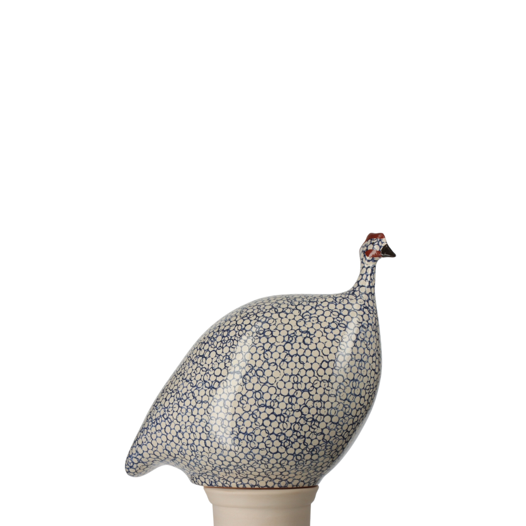 Speckled White & Cobalt Guinea Hen, Small