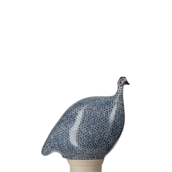 Speckled White & Electric Blue Leaf Guinea Hen, Small