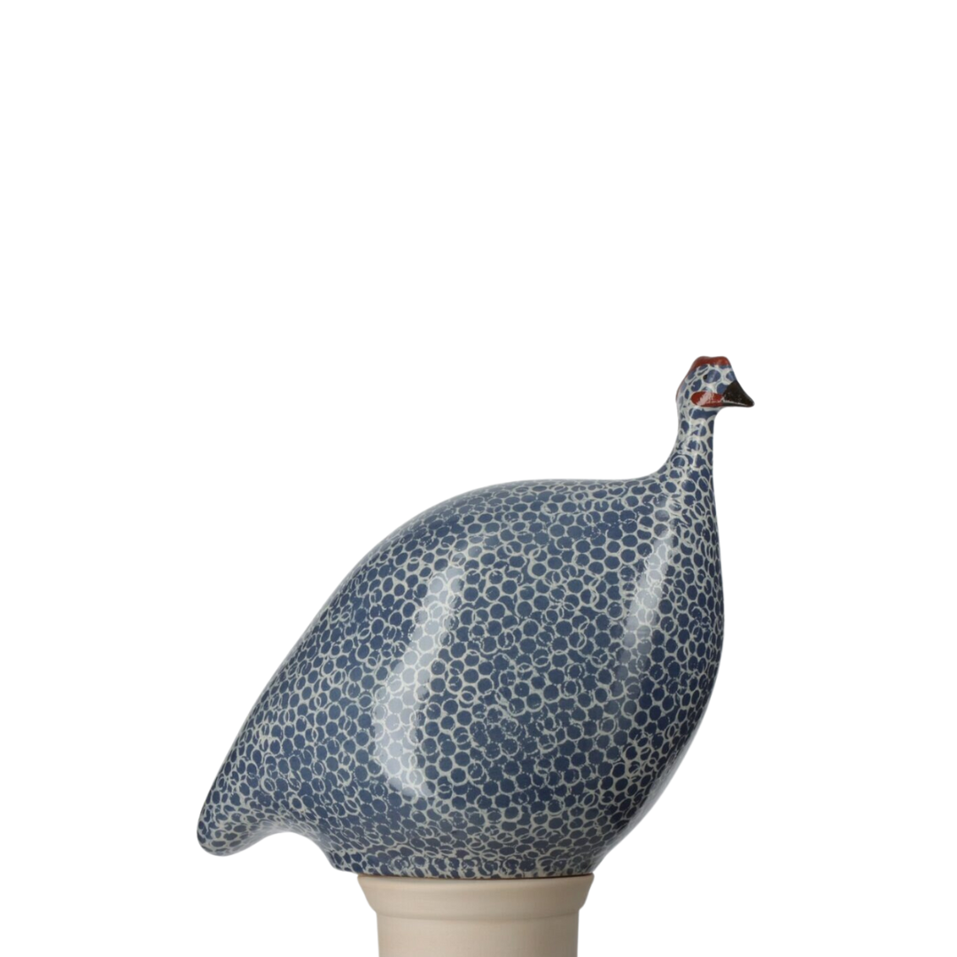 Speckled White & Electric Blue Guinea Hen, Medium