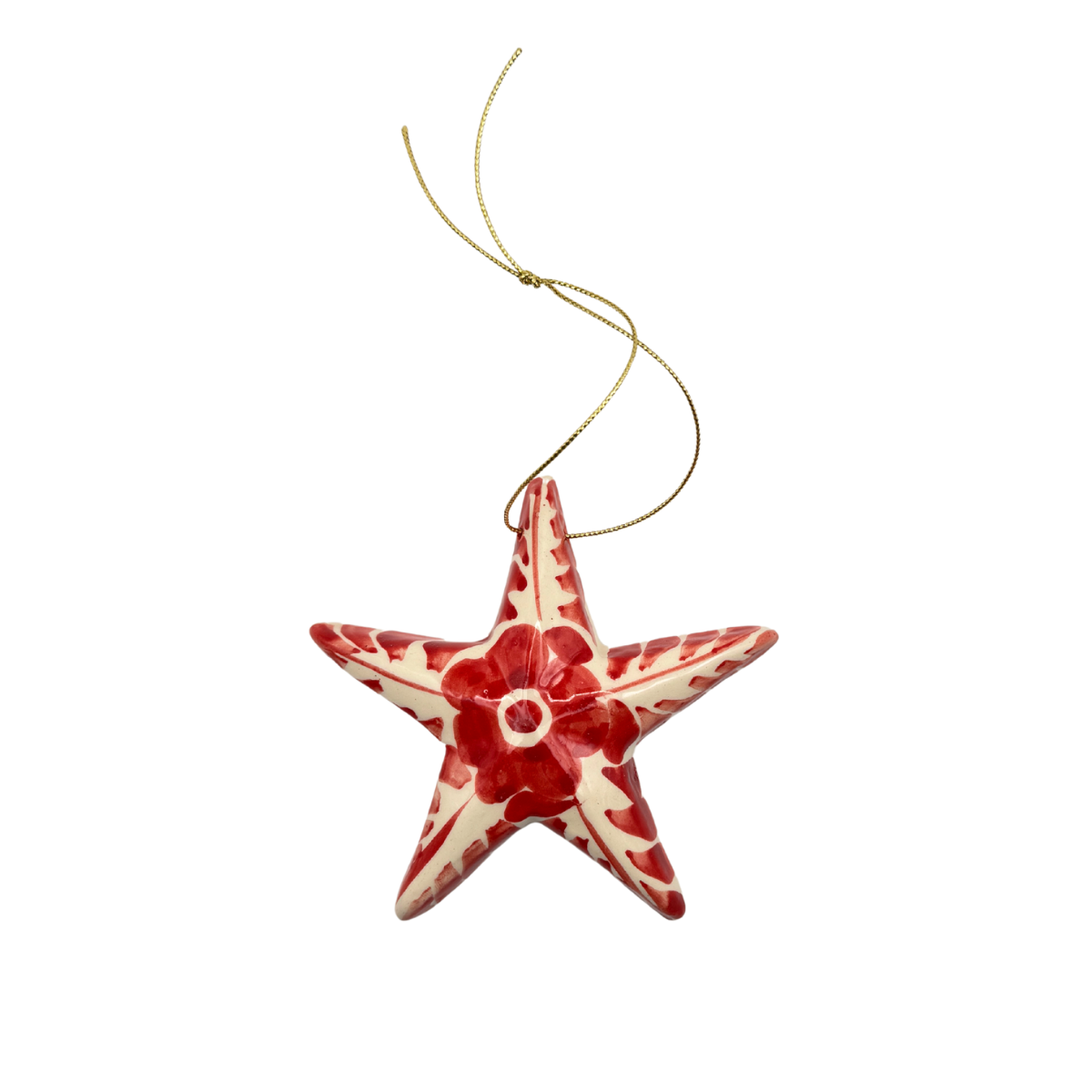 Dos Flores Star Ornament, Red
