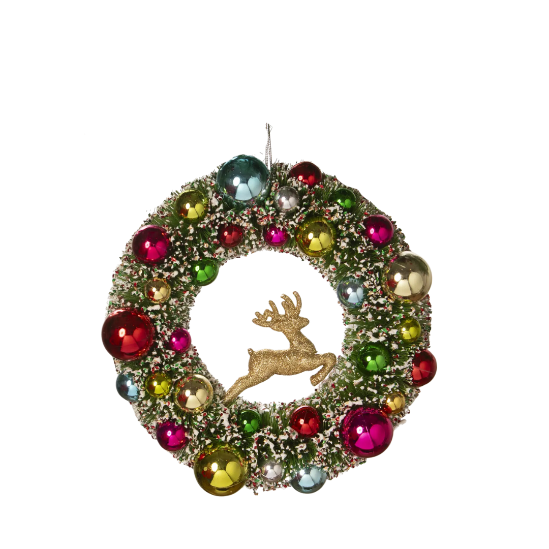 Kitschmas Wreath Large Ornament with Deer