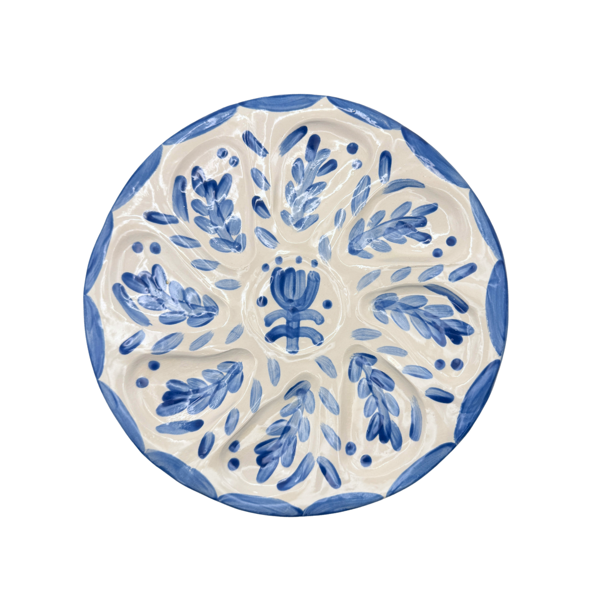 Hand-Painted Oyster Plate, Blue Talavera