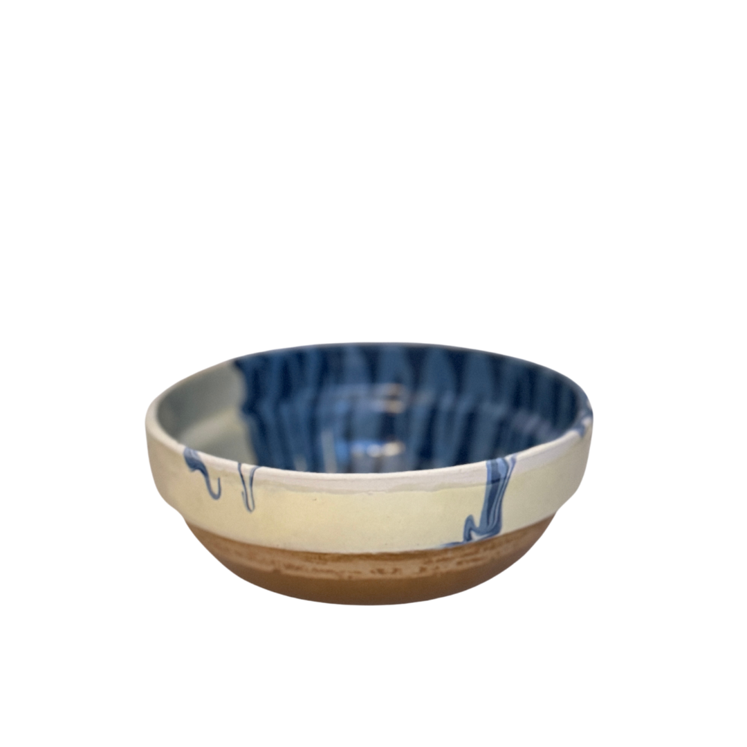 Homespun Marbled Bowl, Blues & Cream