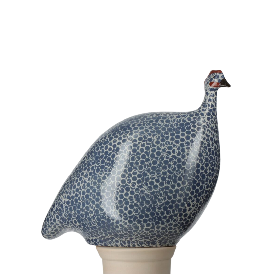 Speckled White & Electric Blue Guinea Hen, Large