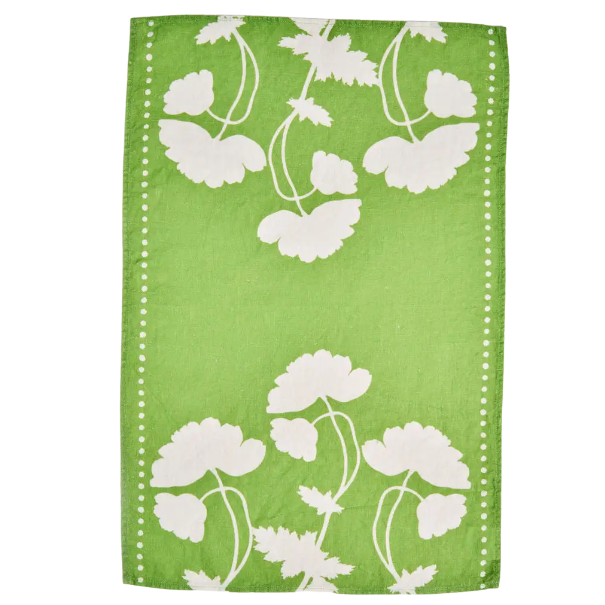 Poppy Silhouette Tea Towel, Green