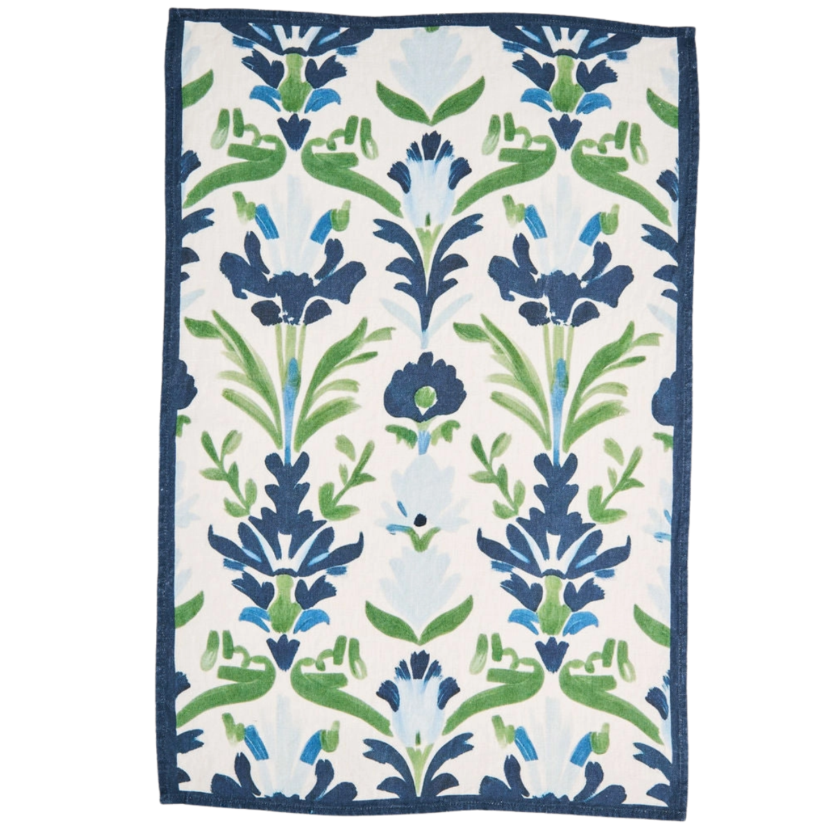 Preppy Damask Tea Towel, Blue & Green