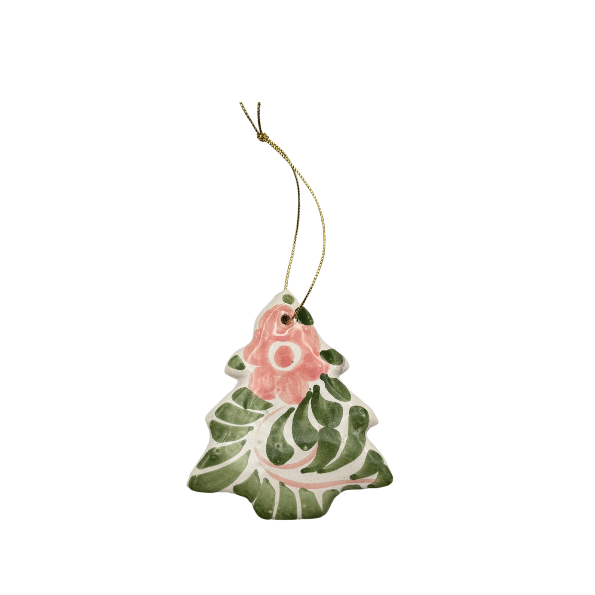 Dos Flores Tree Ornament, Green & Blush