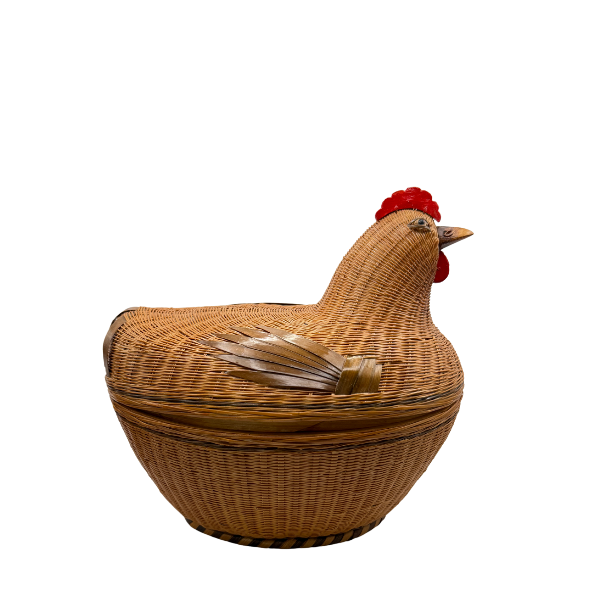 Vintage Lidded Woven Chicken Basket