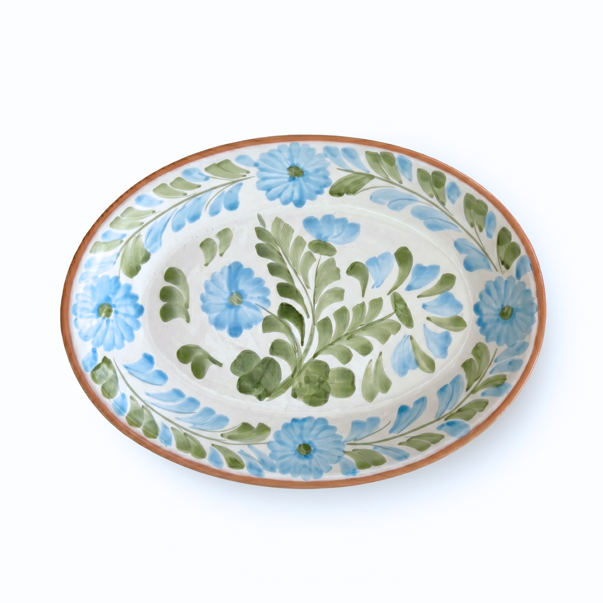 Primavera Small Oval Platter, Blue & Green