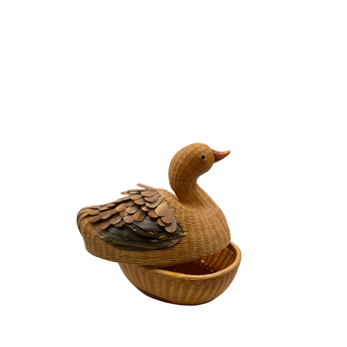 Vintage Woven Lidded Duck Box