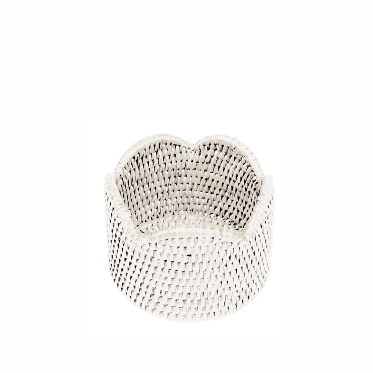 Caspari Rattan Scalloped Wine Coaster, Cream