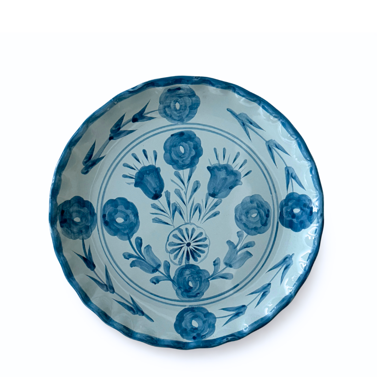Francesca Scalloped Dinner Plate, Tonal Blues