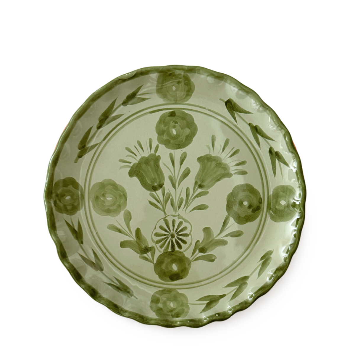 Francesca Scalloped Dinner Plate, Tonal Greens
