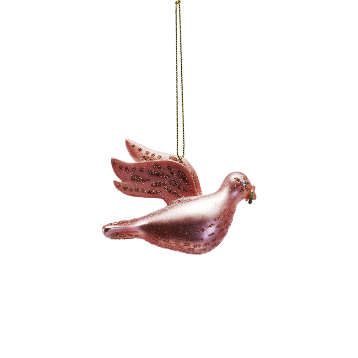 Peace Blush Glass Dove Ornament