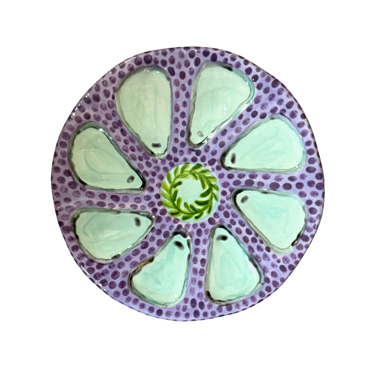 Hand-Painted Oyster Plate, Lavender/Multi